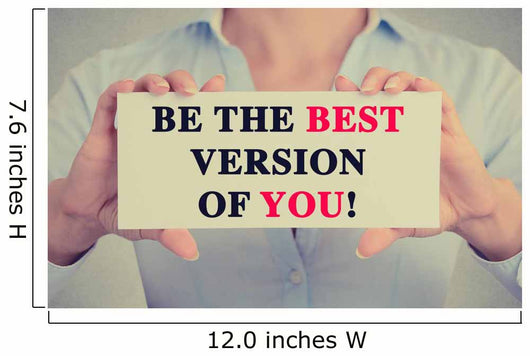 Businesswoman hands card sign be the best version of you Wall Decal