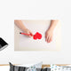 Close-up of child hands drawing a red heart Wall Decal