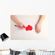 Close-up of child hands drawing a red heart Wall Decal