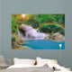 Wonderful Waterfall with rainbows in deep forest at national par Wall Decal