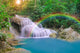 Wonderful Waterfall with rainbows in deep forest at national par Wall Decal
