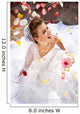 Happy Laughing Bride Sitting Outdoors on the Floor with Petals Wall Decal