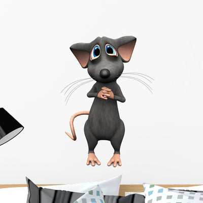 Cartoon Mouse With Big Sad Eyes. Wall Decal shown on a wall