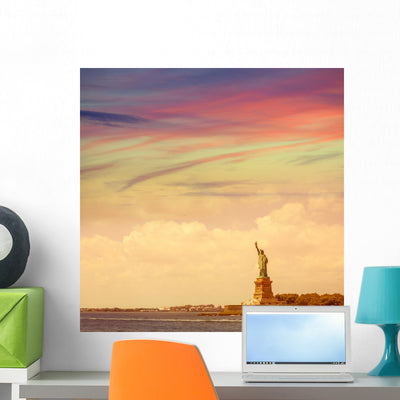Statue Of Liberty New York American Symbol Us Wall Decal shown on a wall