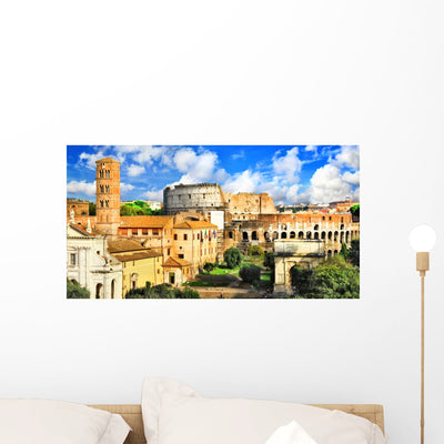 Beautiful Antique Rome Wall Decal shown on a wall