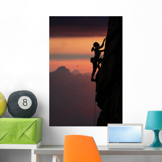Elegant Female Alpine Climber Wall Decal