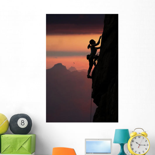 Elegant Female Alpine Climber Wall Decal