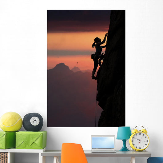 Elegant Female Alpine Climber Wall Decal