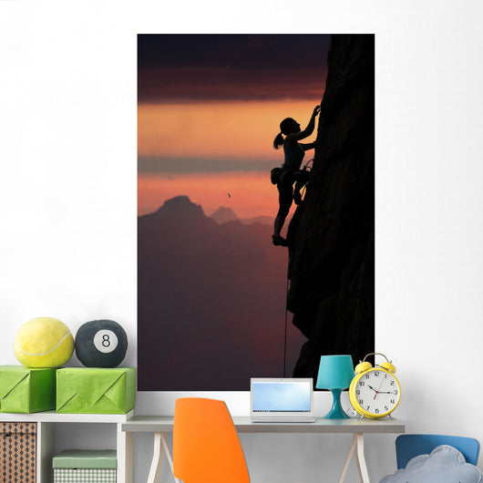 Elegant Female Alpine Climber Wall Decal