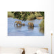 Elefantenfamilie durchquert Flu&szlig; Kr&uuml;ger Nationalpark S&uuml;dafrika Wall Decal