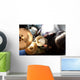 Hombre tocando la bater&atilde;­a.Fondo de m&uacute;sica Wall Decal