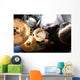 Hombre tocando la bater&atilde;­a.Fondo de m&uacute;sica Wall Decal