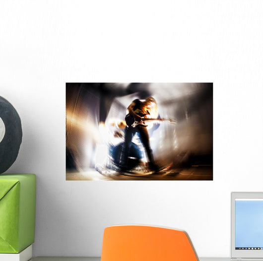 Tocando la guitarra. Fondo abstracto de m&uacute;sica. M&uacute;sica rock Wall Decal