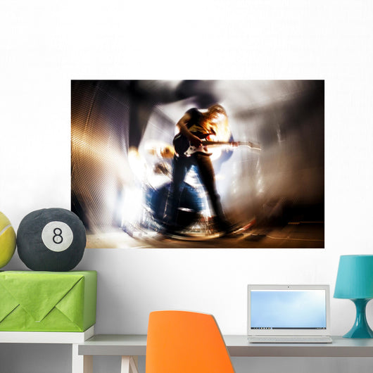 Tocando la guitarra. Fondo abstracto de m&uacute;sica. M&uacute;sica rock Wall Decal