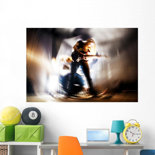 Tocando la guitarra. Fondo abstracto de m&uacute;sica. M&uacute;sica rock Wall Decal