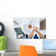 Male Plumber Using Plunger In Bathroom Sink Wall Decal