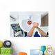 Male Plumber Using Plunger In Bathroom Sink Wall Decal