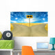 two roads, road sign ahead with arrows blue sky background Wall Decal
