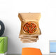 Freshly baked Pizza with stack of delivery boxes Wall Decal