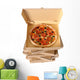 Freshly baked Pizza with stack of delivery boxes Wall Decal