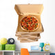 Freshly baked Pizza with stack of delivery boxes Wall Decal