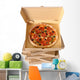 Freshly baked Pizza with stack of delivery boxes Wall Decal