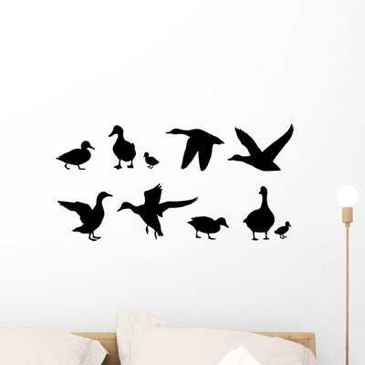 Duck Silhouettes Wall Decal Sticker Set shown on a wall