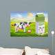Cute cow and milk pack Wall Decal