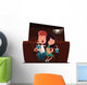 Cute couple at cinema theatre illustration cartoon character Wall Decal