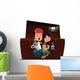 Cute couple at cinema theatre illustration cartoon character Wall Decal