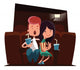 Cute couple at cinema theatre illustration cartoon character Wall Decal
