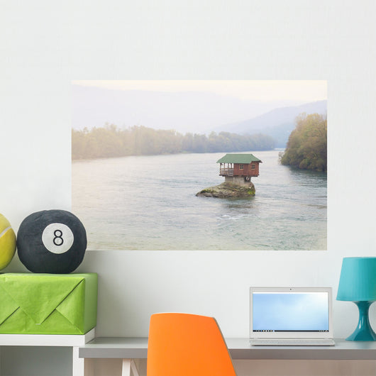 house on river Wall Decal