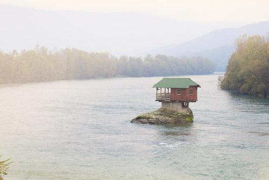 house on river Wall Decal