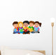 Happy children sitting on the floor while reading books Wall Decal