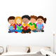 Happy children sitting on the floor while reading books Wall Decal