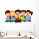 Happy children sitting on the floor while reading books Wall Decal