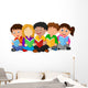 Happy children sitting on the floor while reading books Wall Decal