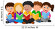 Happy children sitting on the floor while reading books Wall Decal