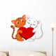Happy Cat Couple Holding Wall Decal