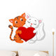 Happy Cat Couple Holding Wall Decal
