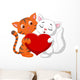 Happy Cat Couple Holding Wall Decal