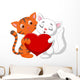 Happy Cat Couple Holding Wall Decal