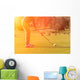 Golf player tee off at sunset Wall Decal