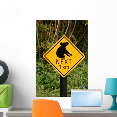 Koala Bear Sign Wall Decal shown on a wall