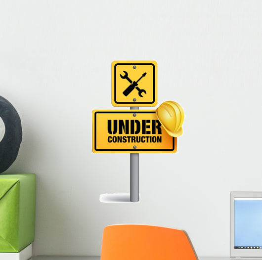 Under Construction Sign in White Background. 3D Mesh Wall Decal