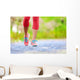 Jogging woman with athletic legs and running shoes Wall Decal