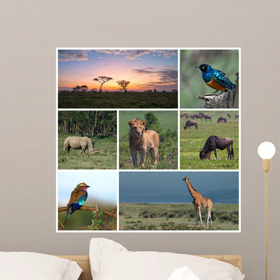 Savannah Safari Wall Decal shown on a wall
