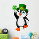 Penguin celebrates Saint Patrick Day Wall Decal