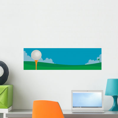 Golf Banner Wall Decal shown on a wall