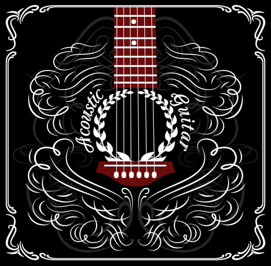 background with black acoustic guitar Wall Decal